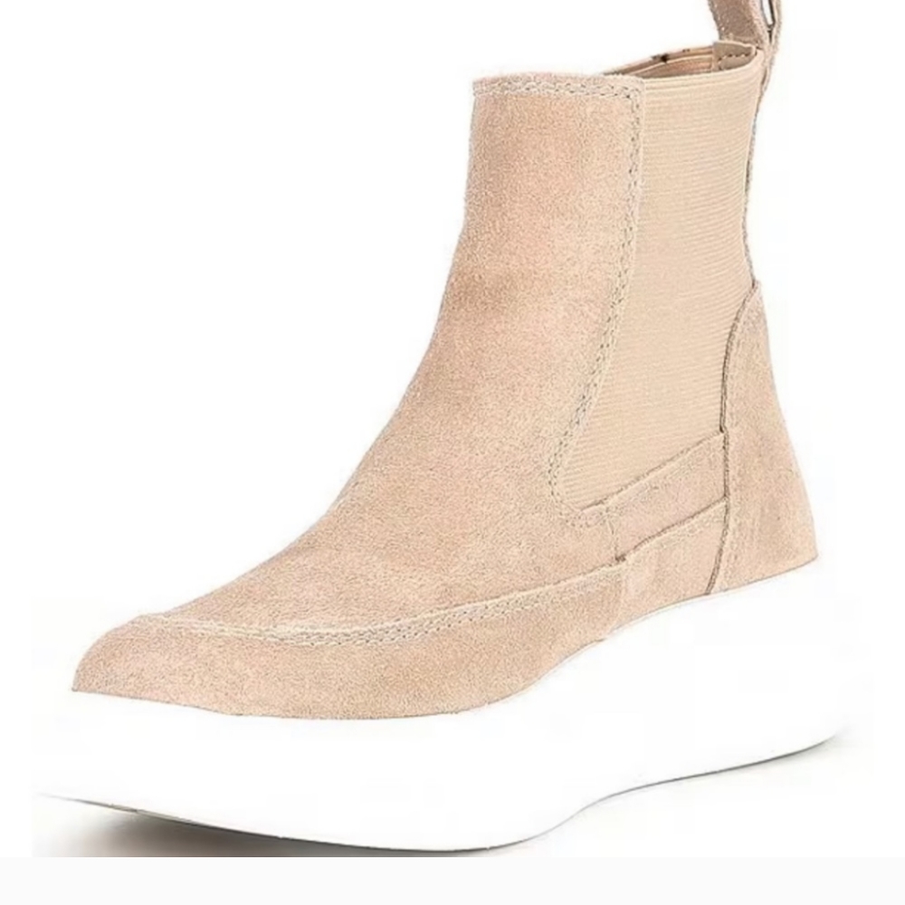 Etna Nurture Suede leather slip-on rebalance beige chunky sole boots NEW 8 9 9.5